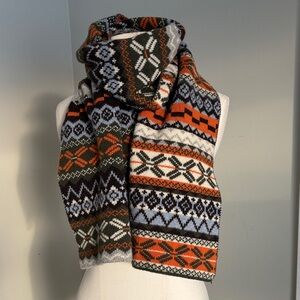 H&M Multicolor Lambswool Blend Fair Isle Knit Scarf
